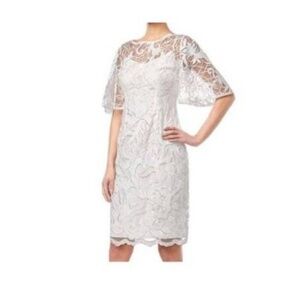 ADRIANNA PAPELL Flare Sleeve Sequin Sheath Dress 6